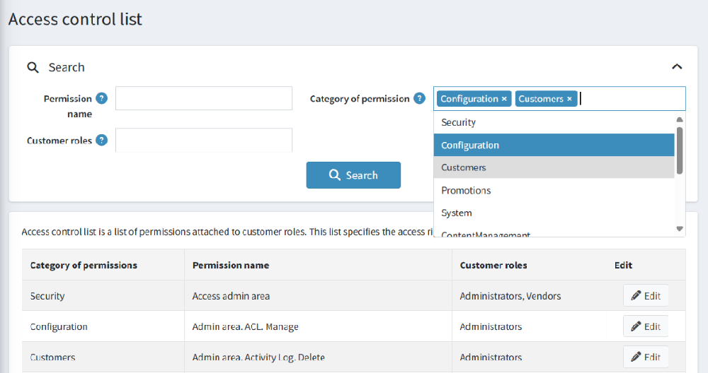 advanced acl management plugin access control list page